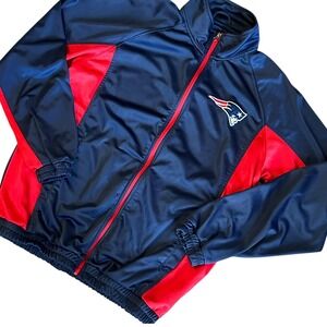 NFL New‎ England Patriots Jacket Full Zip Red Navy Blue Mens Large Coat